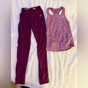 Women's Maroon Athletic Pants and tank top set by Gymshark